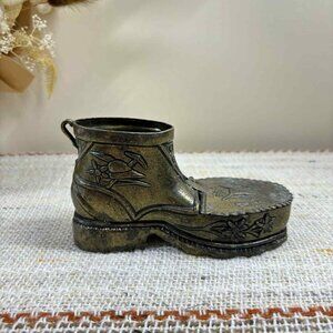 Vintage 1950s Italian Brass Boot Cigarette Holder, Brass Ashtray, Boot Trinket